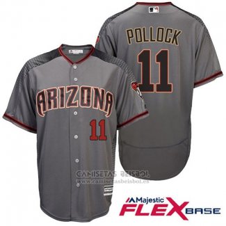 Camiseta Beisbol Hombre Arizona Diamondbacks 11 A.j. Pollock Gris Rojo 2017 Flex Base