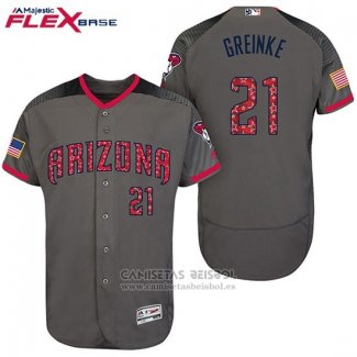 Camiseta Beisbol Hombre Arizona Diamondbacks 2017 Estrellas y Rayas 21 Zack Greinke Gris Flex Base