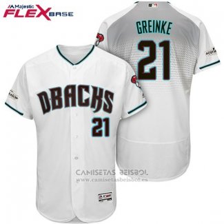 Camiseta Beisbol Hombre Arizona Diamondbacks 2017 Postemporada 21 Zack Greinke Blanco Flex Base