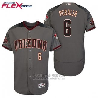 Camiseta Beisbol Hombre Arizona Diamondbacks 6 David Peralta Gris Negro Flex Base