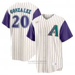 Camiseta Beisbol Hombre Arizona Diamondbacks Luis Gonzalez Alterno Cooperstown Collection Crema Violeta