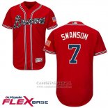Camiseta Beisbol Hombre Atlanta Braves 7 Dansby Swanson Rojo Flex Base