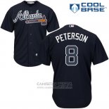 Camiseta Beisbol Hombre Atlanta Braves 8 Jace Peterson Azul Autentico Collection Cool Base