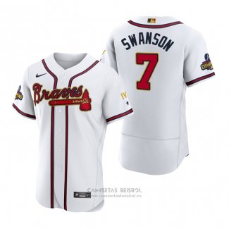 Camiseta Beisbol Hombre Atlanta Braves Dansby Swanson 2022 Gold Program Autentico Blanco