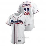 Camiseta Beisbol Hombre Atlanta Braves Ender Inciarte 2020 Stars & Stripes 4th of July Blanco