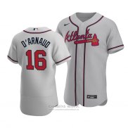 Camiseta Beisbol Hombre Atlanta Braves Travis D'arnaud Autentico Road Gris