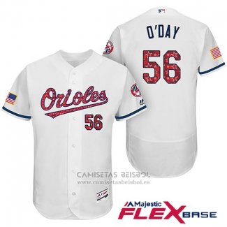 Camiseta Beisbol Hombre Baltimore Orioles 2017 Estrellas Y Rayas 56 Darren O'day Blanco Flex Base