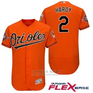 Camiseta Beisbol Hombre Baltimore Orioles 2 J.j. Hardy Naranja 2017 Flex Base