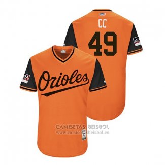 Camiseta Beisbol Hombre Baltimore Orioles Cody Carroll 2018 LLWS Players Weekend Cc Orange