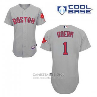 Camiseta Beisbol Hombre Boston Red Sox 1 Bobby Doerr Gris Cool Base