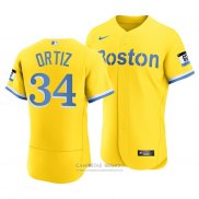 Camiseta Beisbol Hombre Boston Red Sox David Ortiz 2021 City Connect Autentico Oro