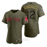 Camiseta Beisbol Hombre Boston Red Sox Marwin Gonzalez Camuflaje Digital Verde 2021 Salute To Service