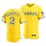 Camiseta Beisbol Hombre Boston Red Sox Xander Bogaerts 2021 City Connect Autentico Oro