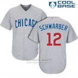 Camiseta Beisbol Hombre Chicago Cubs 12 Kyle Schwarber Cool Base Gris