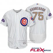 Camiseta Beisbol Hombre Chicago Cubs 75 Jacob Hannemann Blanco Oro Flex Base