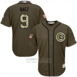 Camiseta Beisbol Hombre Chicago Cubs 9 Javier Baez Verde Salute To Service