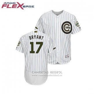 Camiseta Beisbol Hombre Chicago Cubs Kris Bryant 2018 Dia de los Caidos Flex Base Blanco