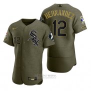Camiseta Beisbol Hombre Chicago White Sox Cesar Hernandez Camuflaje Digital Verde 2021 Salute To Service