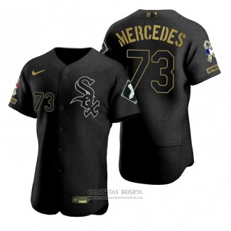Camiseta Beisbol Hombre Chicago White Sox Yermin Mercedes Negro 2021 Salute To Service