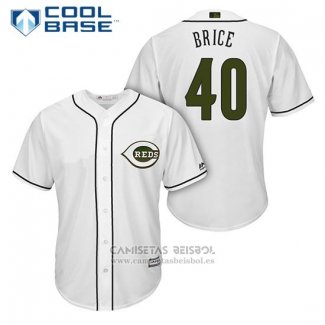 Camiseta Beisbol Hombre Cincinnati Reds 40 Austin Brice Blanco 2018 Alterno Cool Base