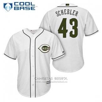 Camiseta Beisbol Hombre Cincinnati Reds 43 Scott Schebler Blanco 2018 Alterno Cool Base