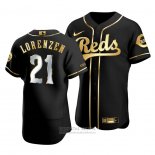 Camiseta Beisbol Hombre Cincinnati Reds Michael Lorenzen Golden Edition Autentico Negro