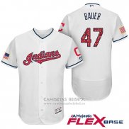 Camiseta Beisbol Hombre Cleveland Indians 2017 Estrellas y Rayas Trevor Bauer Blanco Flex Base