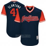 Camiseta Beisbol Hombre Cleveland Indians 2017 Little League World Series Carlos Santana Azul