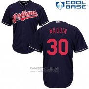 Camiseta Beisbol Hombre Cleveland Indians 30 Tyler Naquin Azul Cool Base