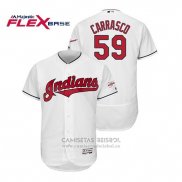 Camiseta Beisbol Hombre Cleveland Indians Carlos Carrasco 2019 All Star Patch Flex Base Blanco