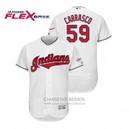 Camiseta Beisbol Hombre Cleveland Indians Carlos Carrasco 2019 All Star Patch Flex Base Blanco