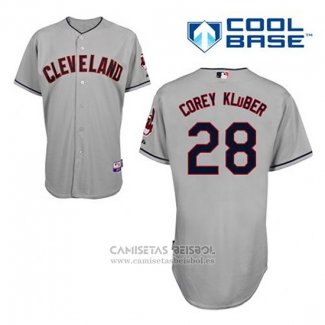 Camiseta Beisbol Hombre Cleveland Indians Corey Kluber 28 Gris Cool Base
