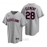 Camiseta Beisbol Hombre Cleveland Indians Ernie Clement Replica Road Gris