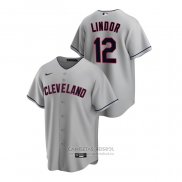Camiseta Beisbol Hombre Cleveland Indians Francisco Lindor Road Replica Gris