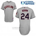 Camiseta Beisbol Hombre Cleveland Indians Michael Bourn 24 Gris Cool Base