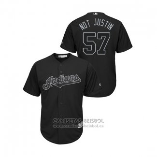 Camiseta Beisbol Hombre Cleveland Indians Shane Bieber 2019 Players Weekend Not Justin Replica Negro