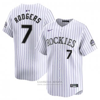 Camiseta Beisbol Hombre Colorado Rockies Brendan Rodgers Primera Limited Blanco