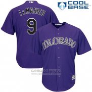 Camiseta Beisbol Hombre Colorado Rockies Dj Lemahieu 9 Violeta Cool Base