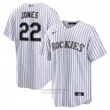 Camiseta Beisbol Hombre Colorado Rockies Nolan Jones Primera Replica Blanco
