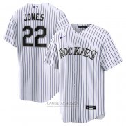 Camiseta Beisbol Hombre Colorado Rockies Nolan Jones Primera Replica Blanco