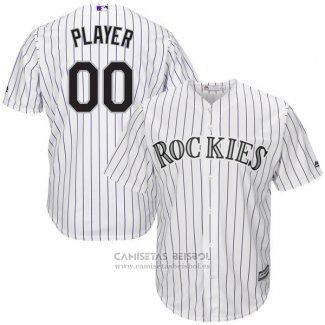 Camiseta Beisbol Hombre Colorado Rockies Personalizada Blanco