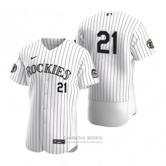 Camiseta Beisbol Hombre Colorado Rockies Roberto Clemente Day Autentico Blanco