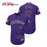 Camiseta Beisbol Hombre Colorado Rockies Trevor Story Flex Base Autentico Collection Violeta