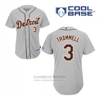 Camiseta Beisbol Hombre Detroit Tigers Alan Trammell 3 Gris Cool Base