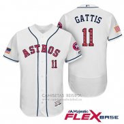 Camiseta Beisbol Hombre Houston Astros 2017 Estrellas y Rayas Evan Gattis Blanco Flex Base