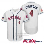 Camiseta Beisbol Hombre Houston Astros 2017 Estrellas y Rayas George Springer Blanco Flex Base