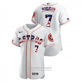 Camiseta Beisbol Hombre Houston Astros Craig Biggio 2020 Stars & Stripes 4th of July Blanco