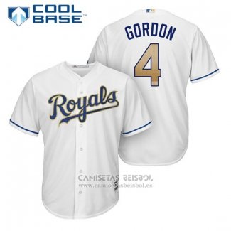 Camiseta Beisbol Hombre Kansas City Royals 4 Alex Gordon Blanco 2017 Cool Base