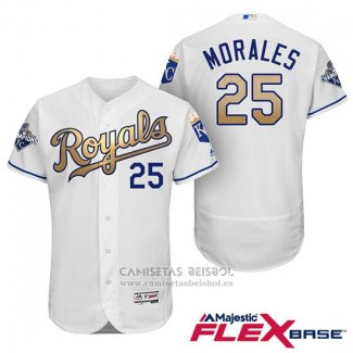 Camiseta Beisbol Hombre Kansas City Royals Campeones 25 Kendrys Morales Flex Base Oro
