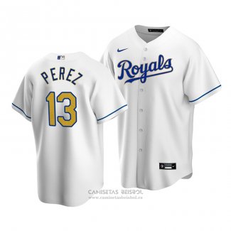 Camiseta Beisbol Hombre Kansas City Royals Salvador Perez Replica Cool Base Primera Blanco